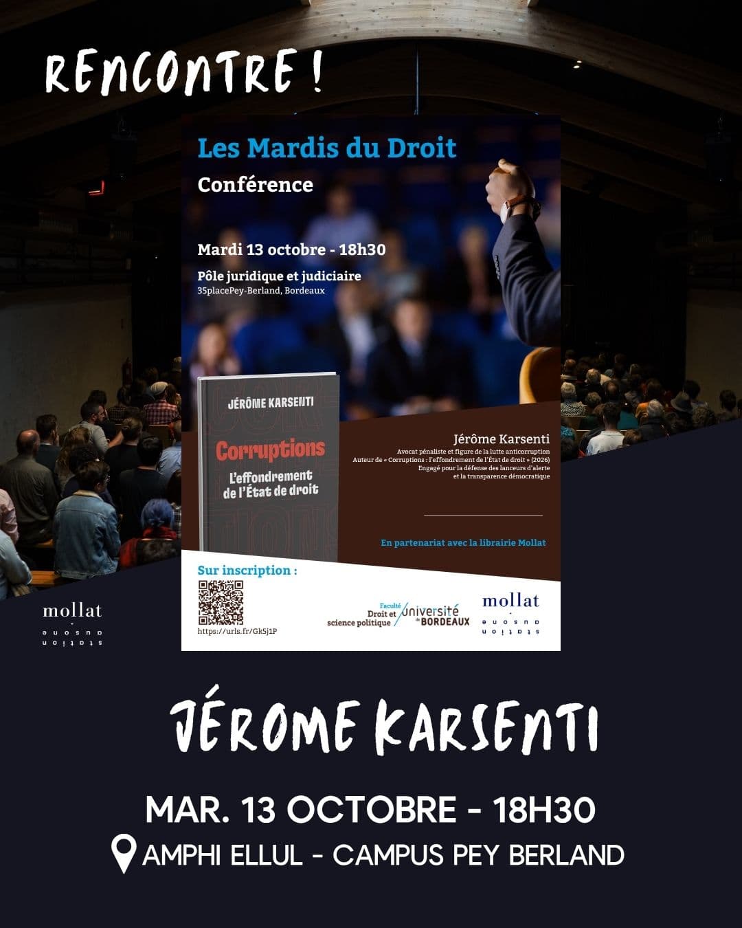 Mardi du droit - Rencontre avec Jérôme Karsenti