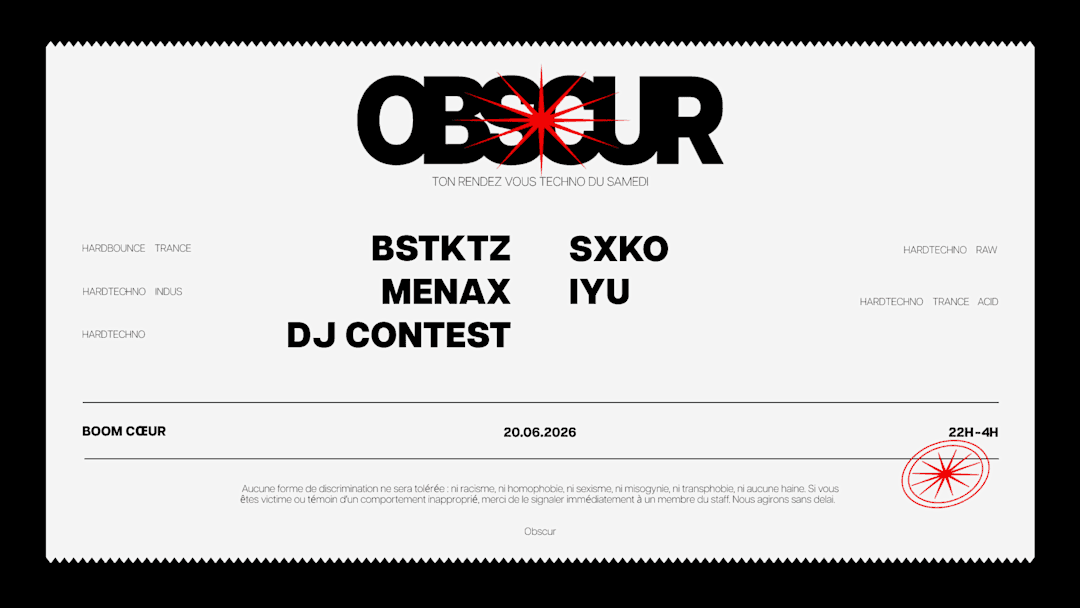 OBSCUR : BSTKTZ, MENAX, SXKO, IYU, DJ CONTEST