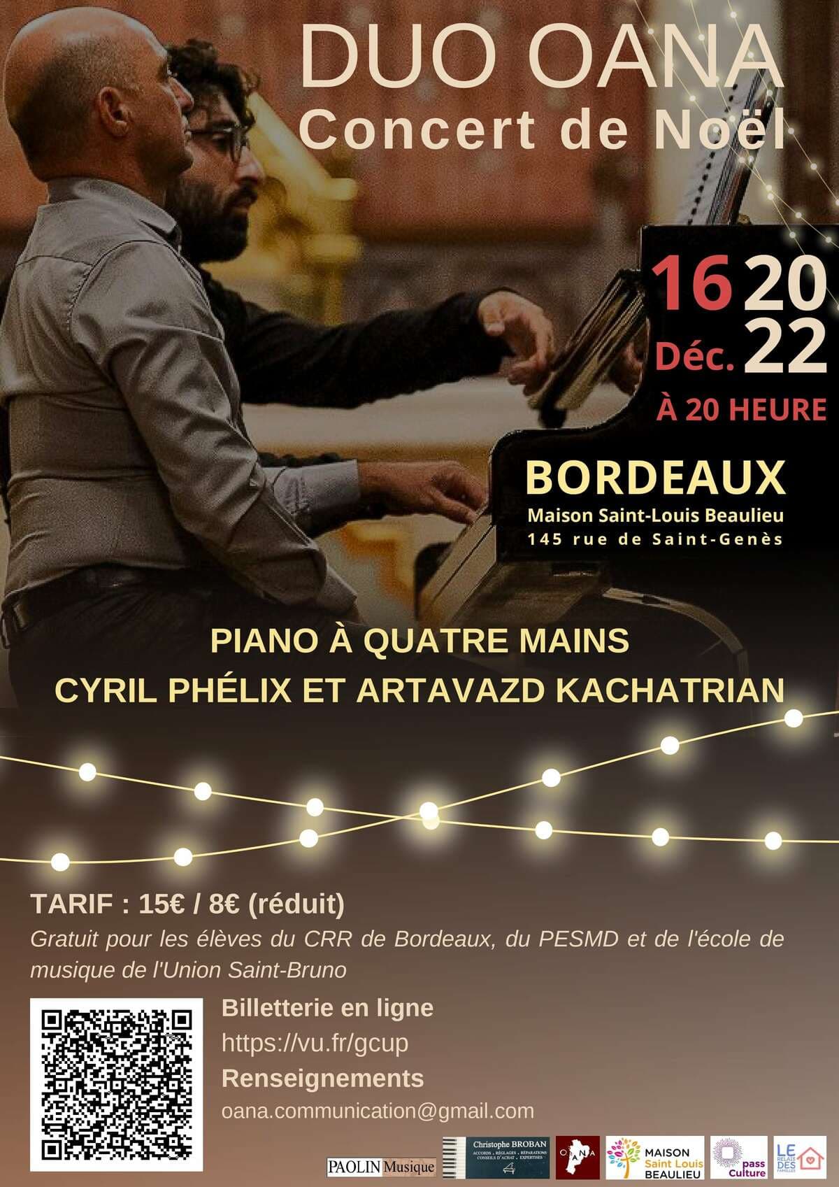 Concert de piano à 4 mains avec le Duo OANA : Cyril Phélix et Artavazd Kachatrian