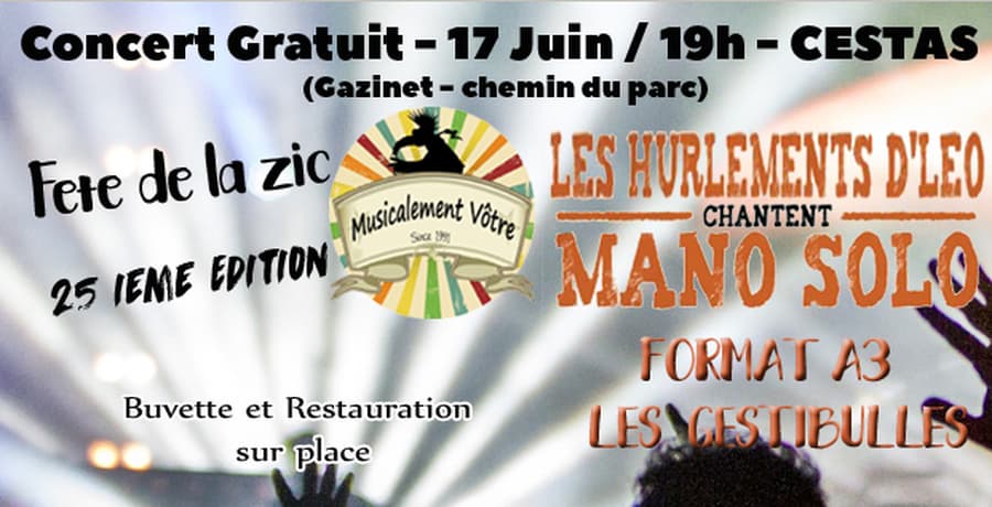 Fête de la Musique : avec Hurlements D'Leo + Format A3 + Gestibulles