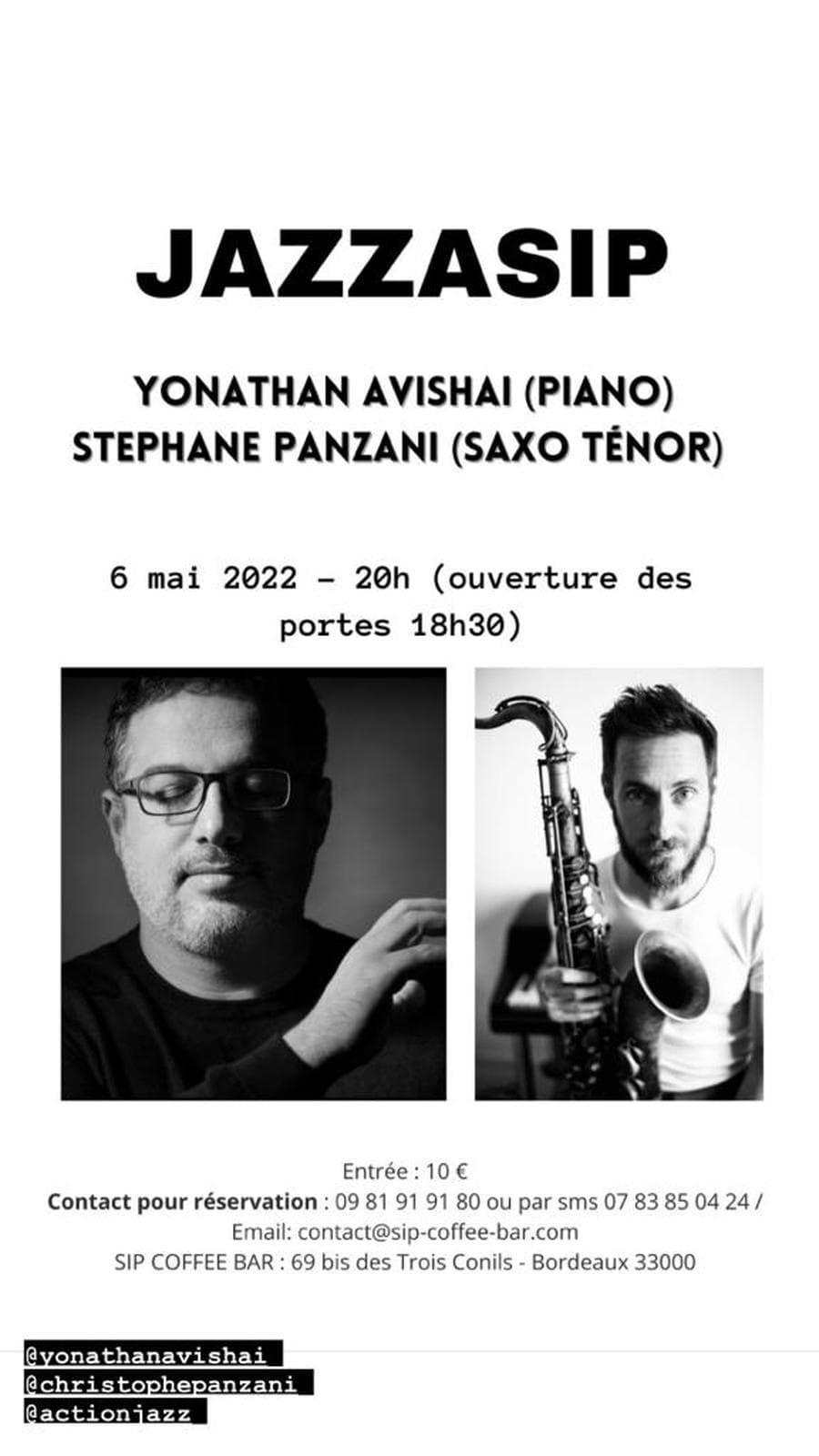 JAZZASIP - Yonathan AVICHAI (piano) et Christophe PANZANI (saxo)