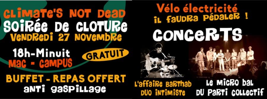 Repas / Concert de clôture "Climate's not Dead" à la MAC