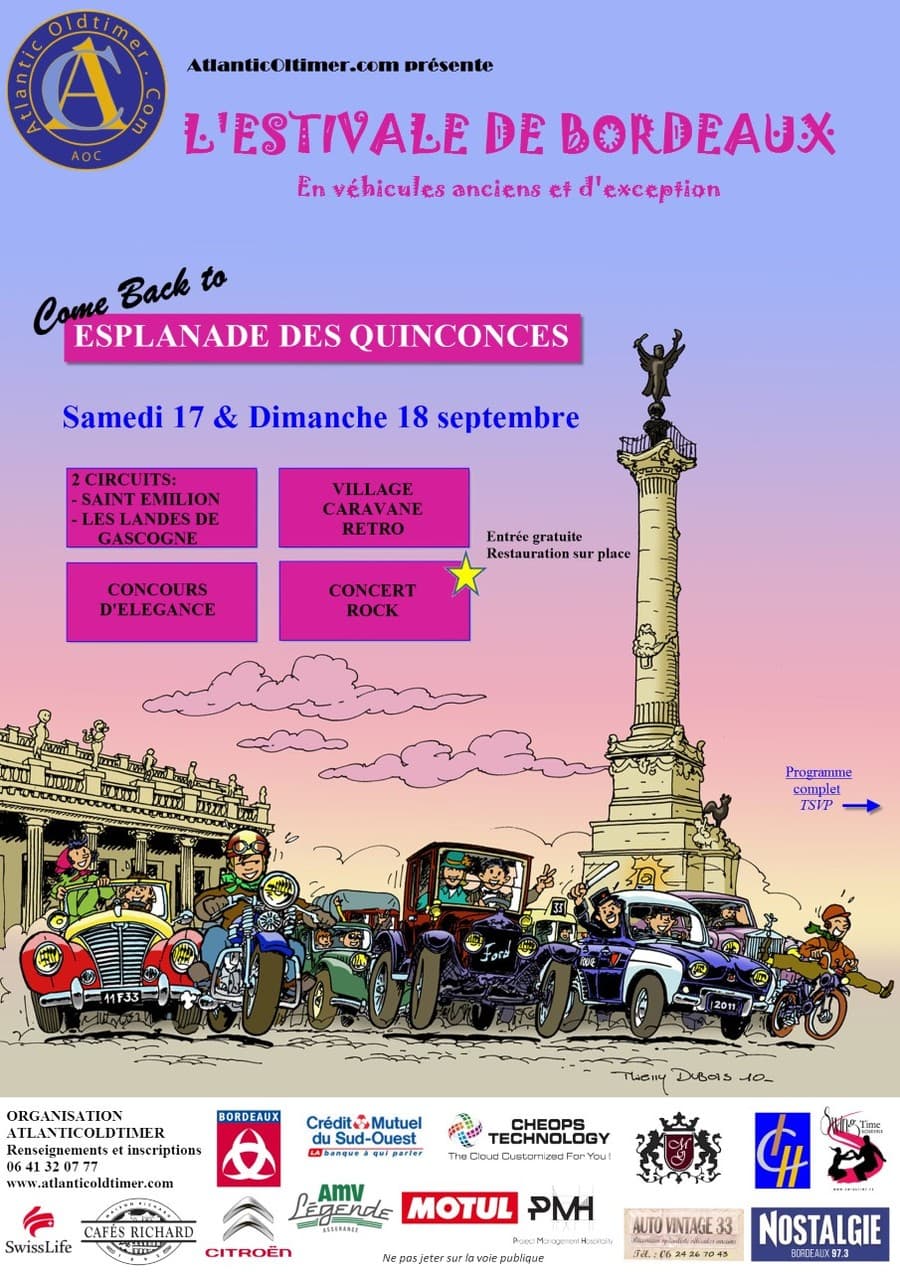 Traversée Estivale de Bordeaux Autos Motos Anciens + concert de LOCO SOUND OF TEPPAZ et SUPER PURÉE