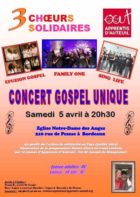 Concert Solidaire 3 Choeurs Apprentis d'Auteuil