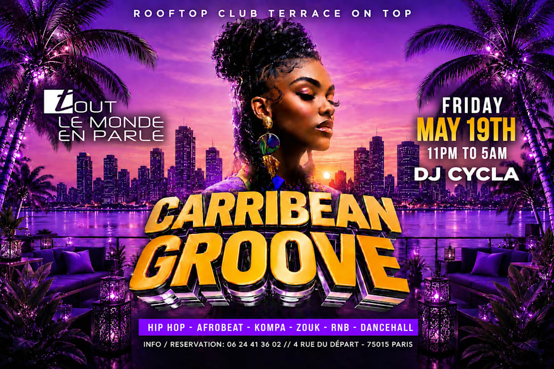 Rooftop Caribbean Groove club & terrasse , hiphop,afrobeat